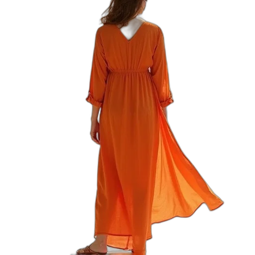dress, orange, rayon, kurti transparent PNG cut-out