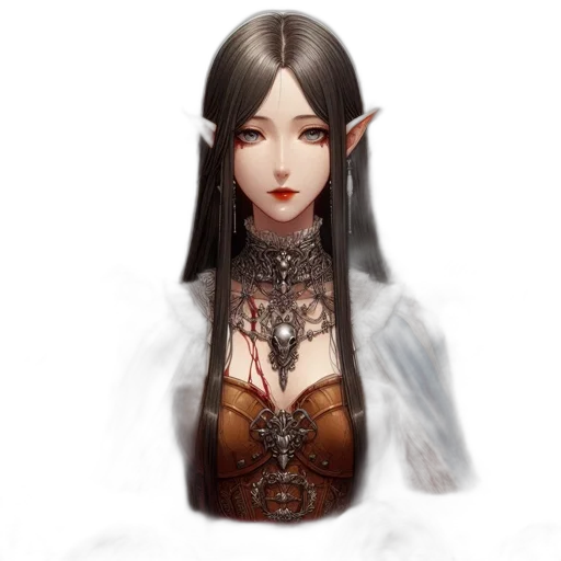 dress, face, jewelry, staff transparent PNG cut-out