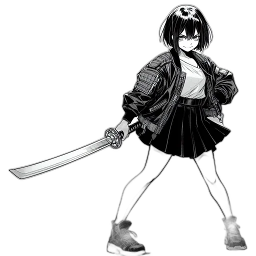 weapon, sword, jacket, robot transparent PNG cut-out
