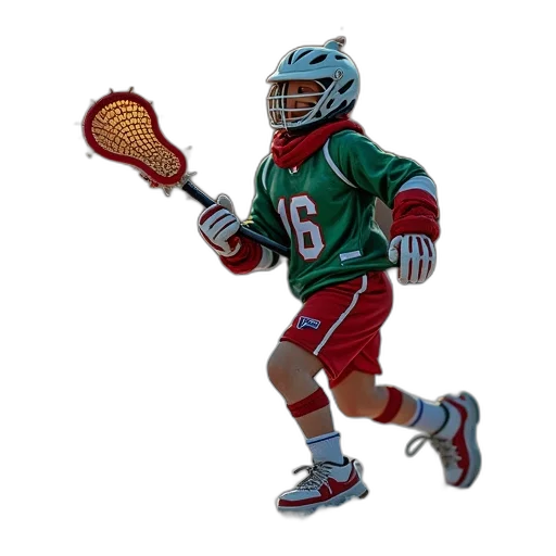 photorealistic, 3d render, lacrosse, player transparent PNG cut-out
