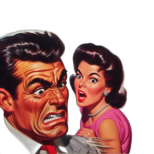 face, comic book art, vintage, magazine transparent PNG cut-out