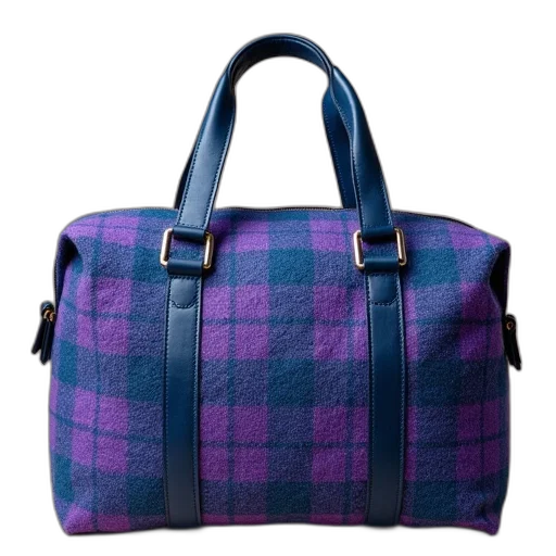 large, tweed, bag, blue transparent PNG cut-out