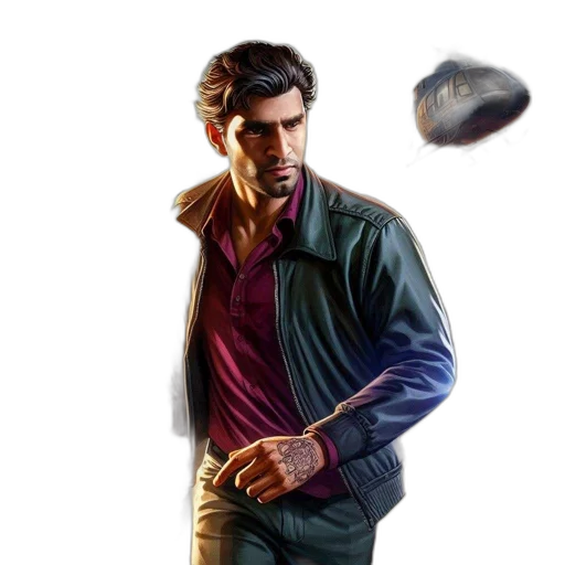 jacket, staff, hat, face transparent PNG cut-out