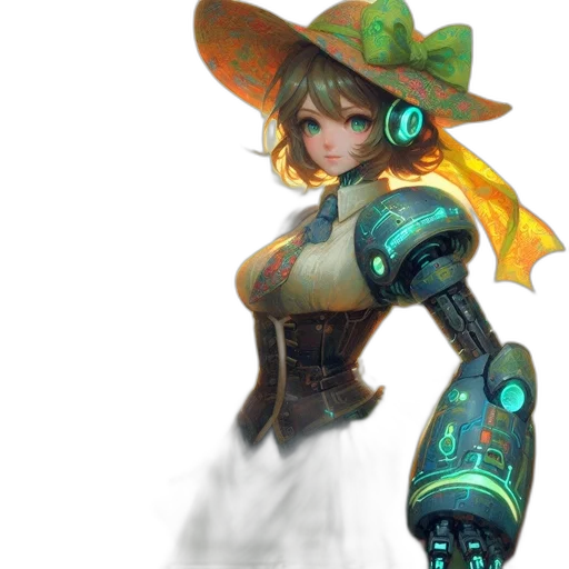 robot, staff, hat, weapon transparent PNG cut-out