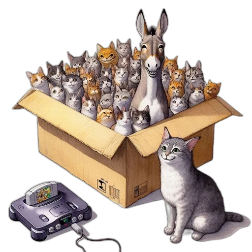 concept art, cardboard, box, containing transparent PNG cut-out