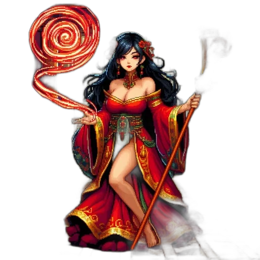staff, dress, jewelry, fantasy art transparent PNG cut-out