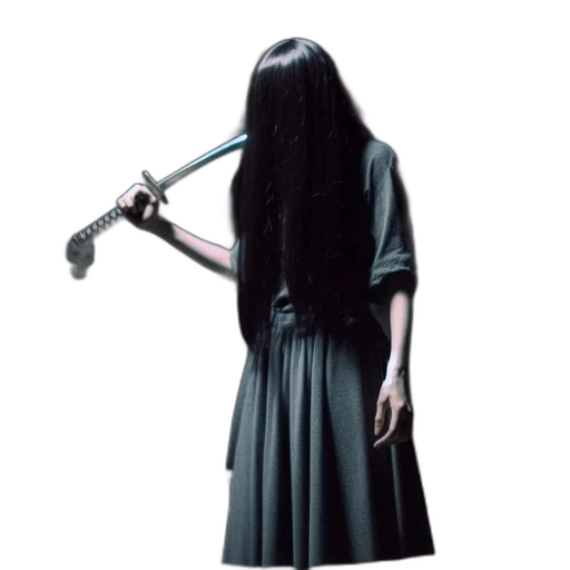 staff, dress, sword, hair transparent PNG cut-out