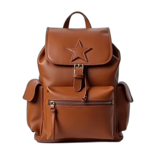 earth tones, brown, leather, backpack transparent PNG cut-out