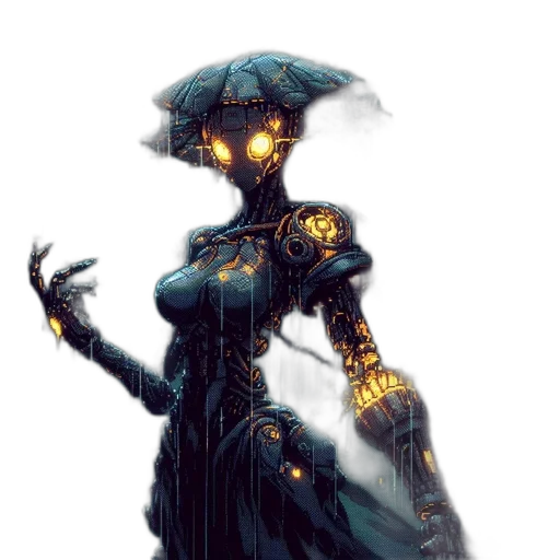 robot, dress, mask, staff transparent PNG cut-out