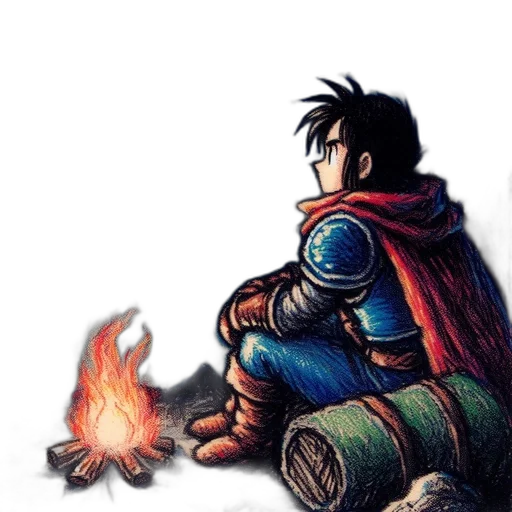 dragon, jacket, sword, staff transparent PNG cut-out