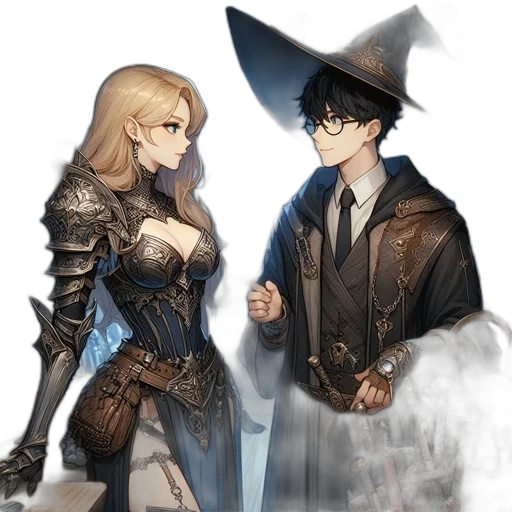 staff, sword, mask, dress transparent PNG cut-out