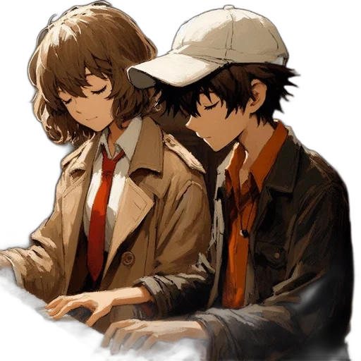 hat, jacket, anime, pixel art transparent PNG cut-out