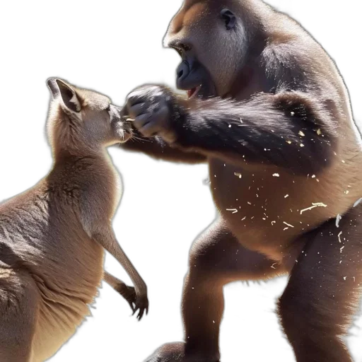 animal, photorealistic, gorilla, kangaroo transparent PNG cut-out