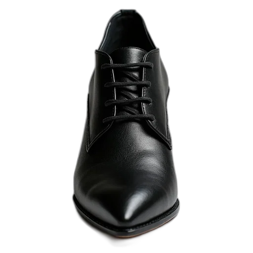 shoes, photorealistic, black, leather transparent PNG cut-out