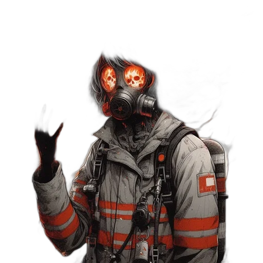 mask, jacket, staff, creature transparent PNG cut-out