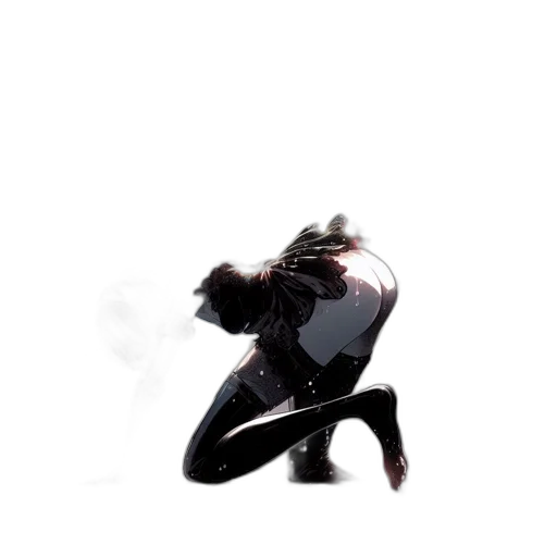 jacket, hair, creature, staff transparent PNG cut-out
