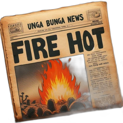 fire, vintage, newspaper, unga transparent PNG cut-out