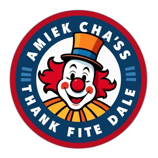 circular, logo, featuring, clown transparent PNG cut-out