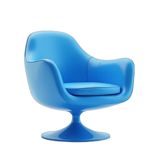 furniture, 3d render, photorealistic, blue transparent PNG cut-out