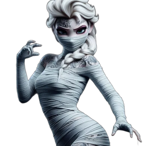 dress, creature, staff, concept art transparent PNG cut-out