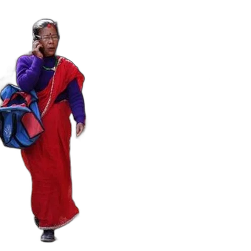 woman, red, sari, talks transparent PNG cut-out