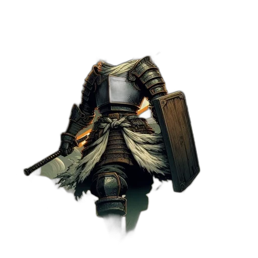 jacket, mask, staff, sword transparent PNG cut-out