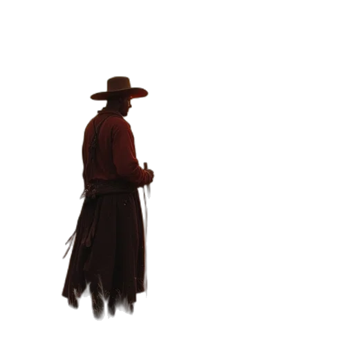 hat, jacket, staff, weapon transparent PNG cut-out