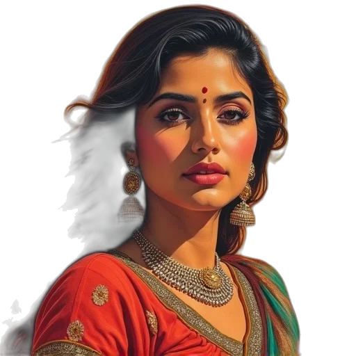 jewelry, face, oil painting, photorealistic transparent PNG cut-out