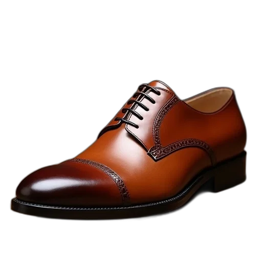 shoes, photorealistic, brown, leather transparent PNG cut-out