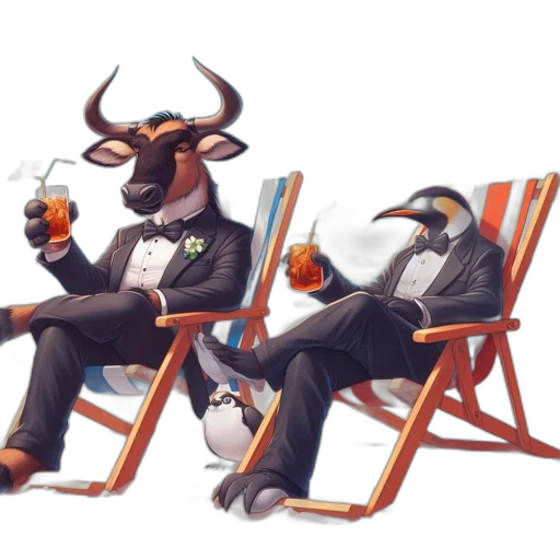 concept art, two, anthropomorphic, animals transparent PNG cut-out