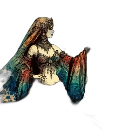 dragon, dress, jewelry, mask transparent PNG cut-out