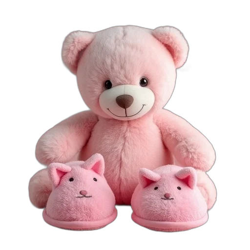 3d render, teddy, bear, pink transparent PNG cut-out