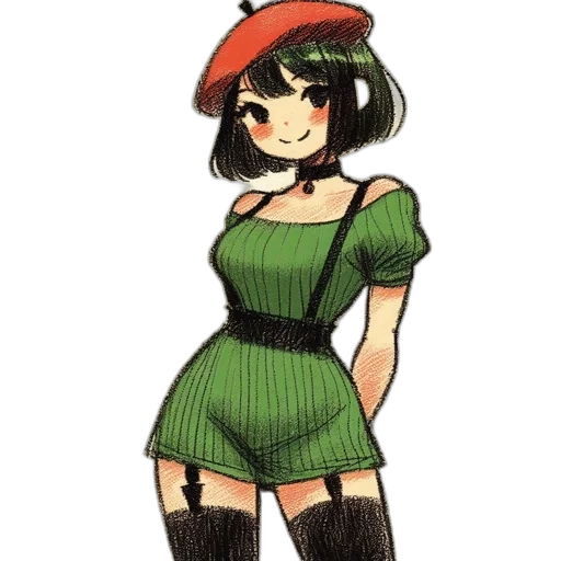 dress, hat, staff, flower transparent PNG cut-out