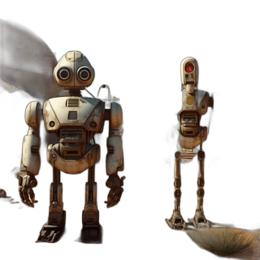 robot, creature, weapon, staff transparent PNG cut-out