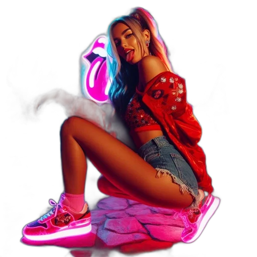 shoes, jacket, vaporwave, concept art transparent PNG cut-out