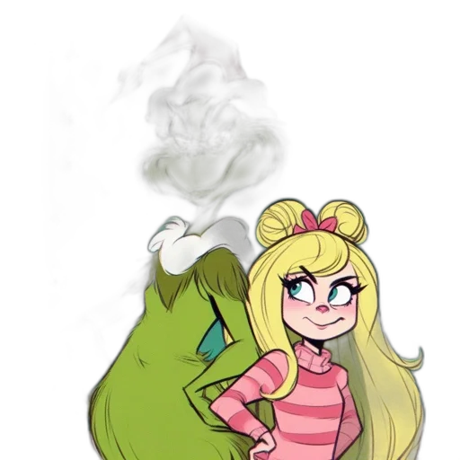 dress, hair, staff, creature transparent PNG cut-out