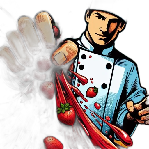 food, comic-style, illustration, chef transparent PNG cut-out