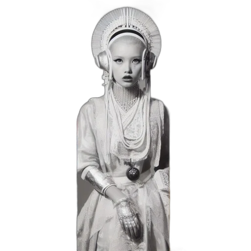 dress, jewelry, crown, staff transparent PNG cut-out