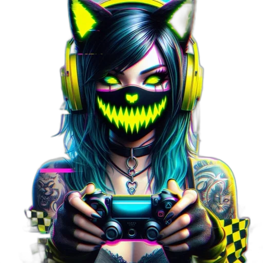 mask, face, cyberpunk, pixel art transparent PNG cut-out