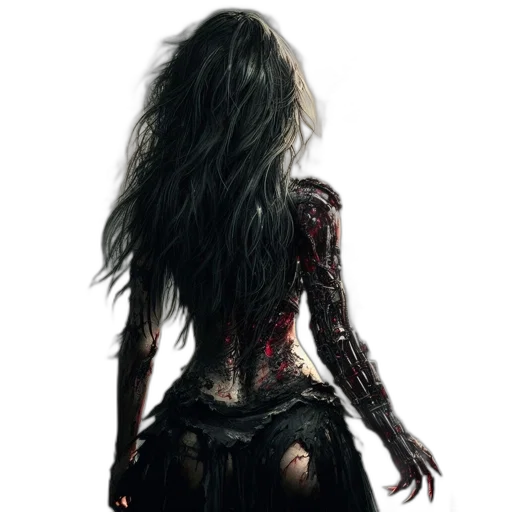 dress, hair, creature, concept art transparent PNG cut-out