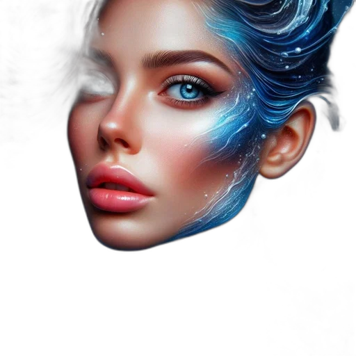 face, hair, mask, photorealistic transparent PNG cut-out