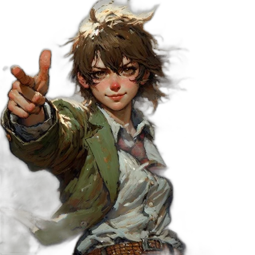 jacket, weapon, staff, face transparent PNG cut-out