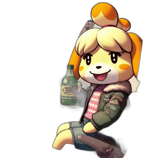 jacket, bottle, staff, animal transparent PNG cut-out