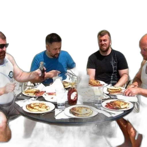 food, staff, four, men transparent PNG cut-out