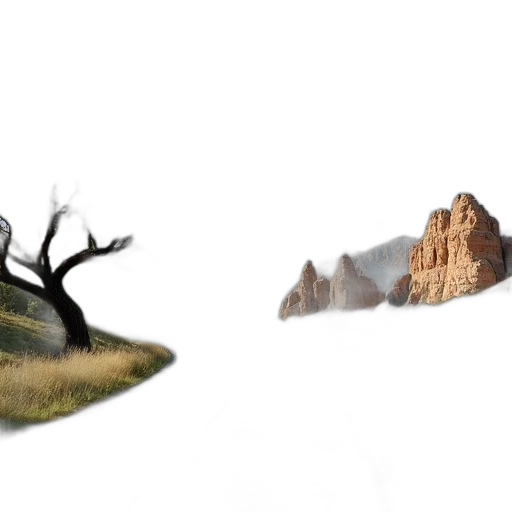 tree, hair, concept art, 3d render transparent PNG cut-out