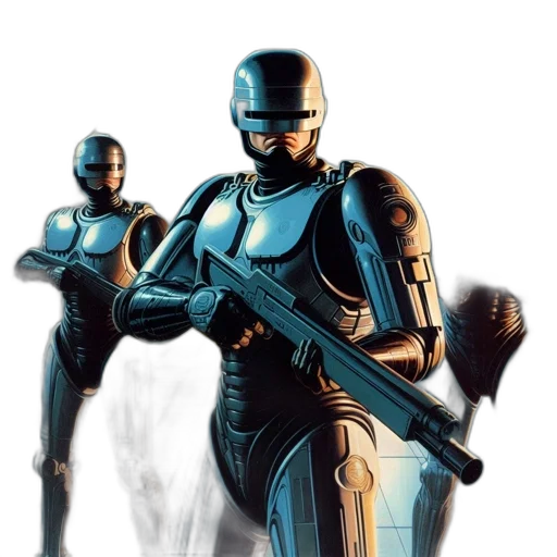 robot, concept art, comic book art, 3d render transparent PNG cut-out