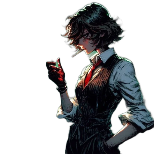 dress, face, comic book art, concept art transparent PNG cut-out