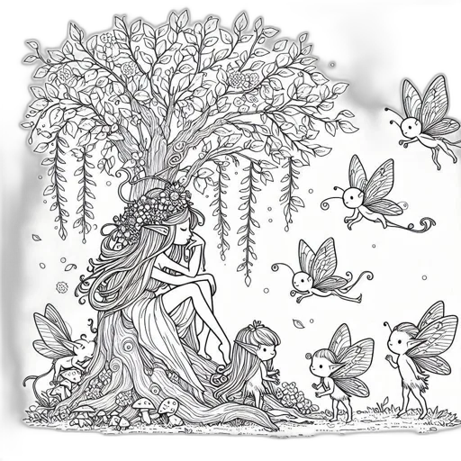 tree, pencil sketch, concept art, fantasy art transparent PNG cut-out