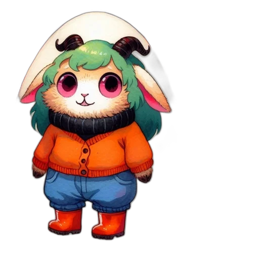 jacket, staff, hat, animal transparent PNG cut-out