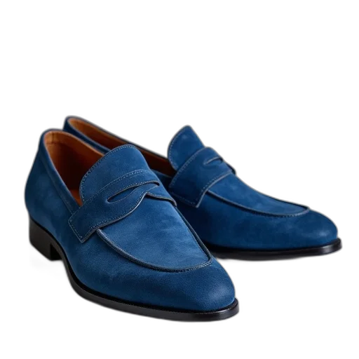shoes, blue, mens, slip transparent PNG cut-out